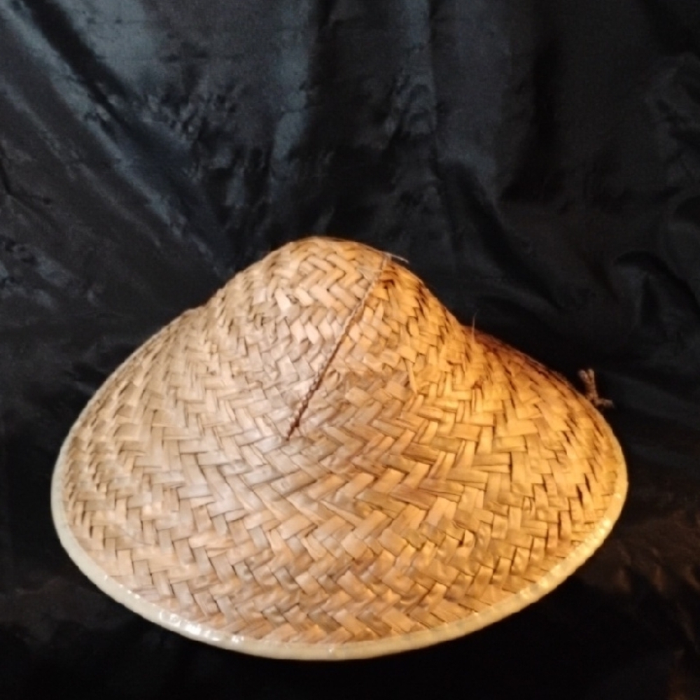 Vintage Tan Woven Straw Conical Hat - Picture 5 of 13